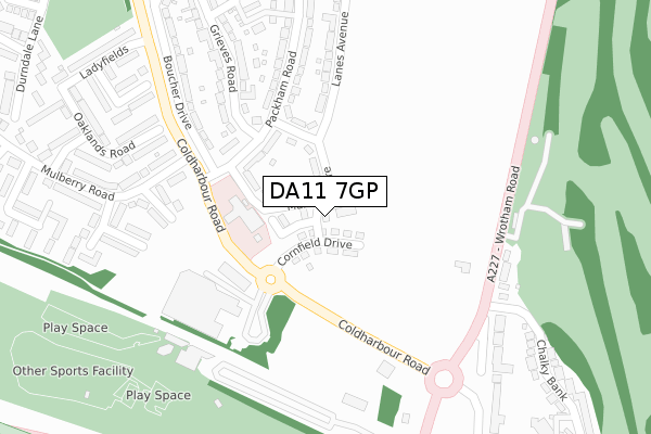 DA11 7GP map - large scale - OS Open Zoomstack (Ordnance Survey)