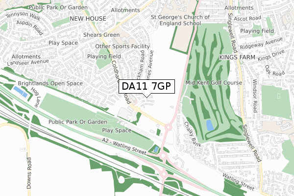 DA11 7GP map - small scale - OS Open Zoomstack (Ordnance Survey)