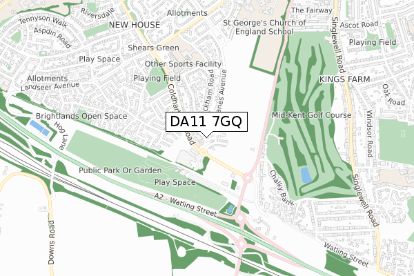 DA11 7GQ map - small scale - OS Open Zoomstack (Ordnance Survey) DA11 7GQ map - small scale - OS Open Zoomstack (Ordnance Survey)