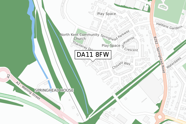 DA11 8FW map - large scale - OS Open Zoomstack (Ordnance Survey)