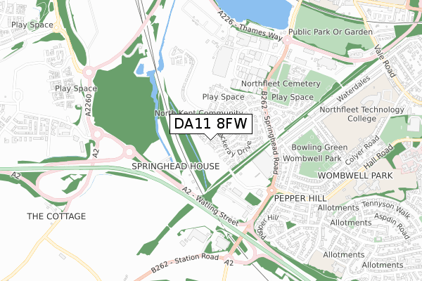 DA11 8FW map - small scale - OS Open Zoomstack (Ordnance Survey) DA11 8FW map - small scale - OS Open Zoomstack (Ordnance Survey)