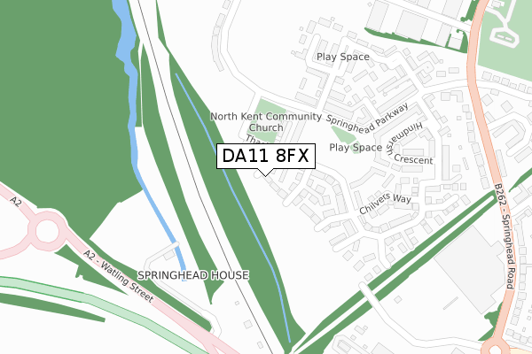 DA11 8FX map - large scale - OS Open Zoomstack (Ordnance Survey)