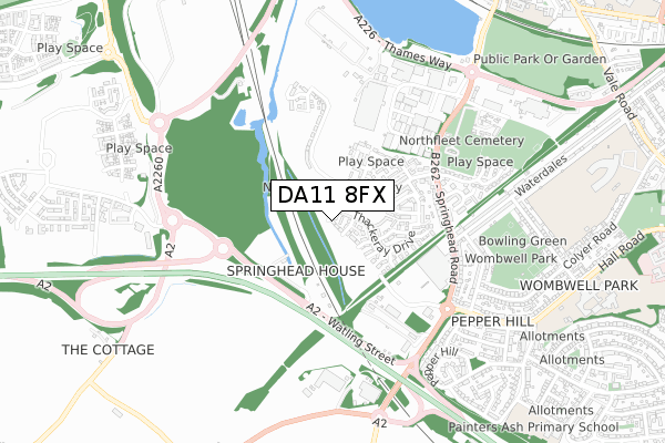 DA11 8FX map - small scale - OS Open Zoomstack (Ordnance Survey) DA11 8FX map - small scale - OS Open Zoomstack (Ordnance Survey)