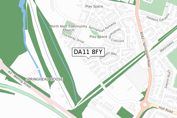 DA11 8FY map - large scale - OS Open Zoomstack (Ordnance Survey)