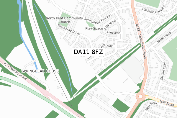 DA11 8FZ map - large scale - OS Open Zoomstack (Ordnance Survey)