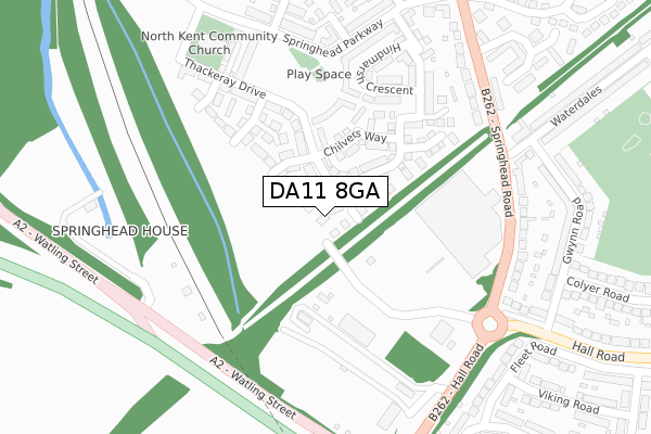 DA11 8GA map - large scale - OS Open Zoomstack (Ordnance Survey)