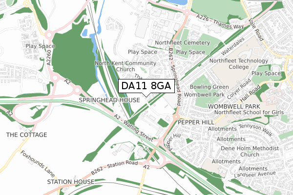 DA11 8GA map - small scale - OS Open Zoomstack (Ordnance Survey) DA11 8GA map - small scale - OS Open Zoomstack (Ordnance Survey)