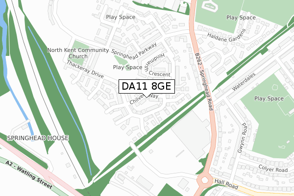 DA11 8GE map - large scale - OS Open Zoomstack (Ordnance Survey)