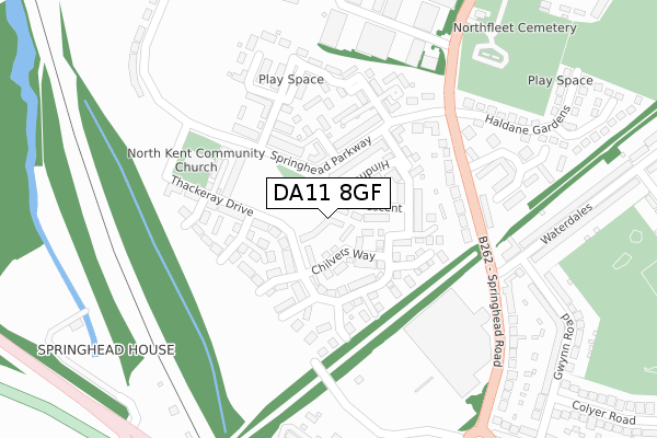 DA11 8GF map - large scale - OS Open Zoomstack (Ordnance Survey)