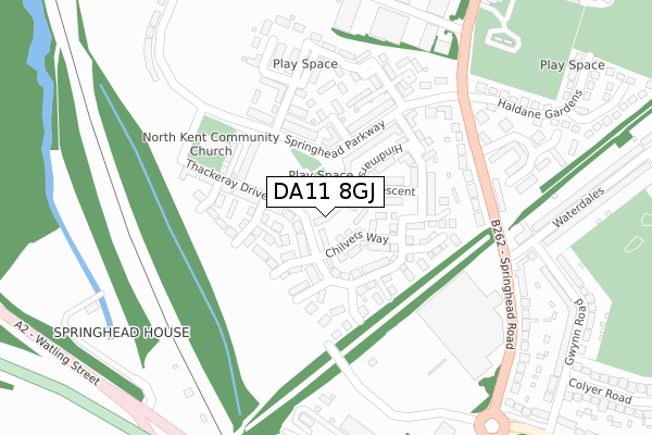 DA11 8GJ map - large scale - OS Open Zoomstack (Ordnance Survey)