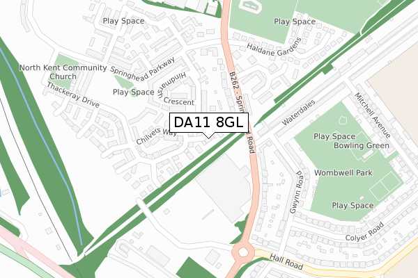 DA11 8GL map - large scale - OS Open Zoomstack (Ordnance Survey)