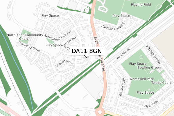 DA11 8GN map - large scale - OS Open Zoomstack (Ordnance Survey)