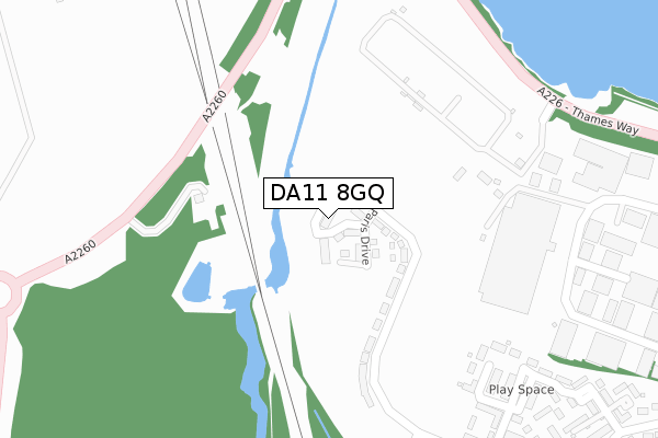 DA11 8GQ map - large scale - OS Open Zoomstack (Ordnance Survey)