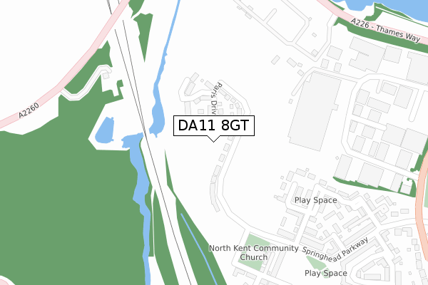 DA11 8GT map - large scale - OS Open Zoomstack (Ordnance Survey)