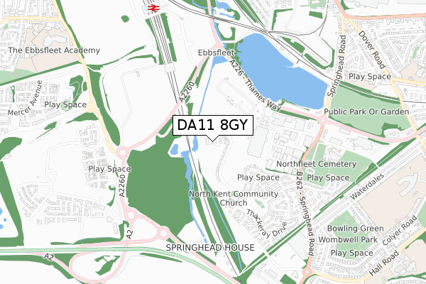 DA11 8GY map - small scale - OS Open Zoomstack (Ordnance Survey)