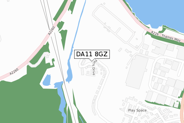 DA11 8GZ map - large scale - OS Open Zoomstack (Ordnance Survey)