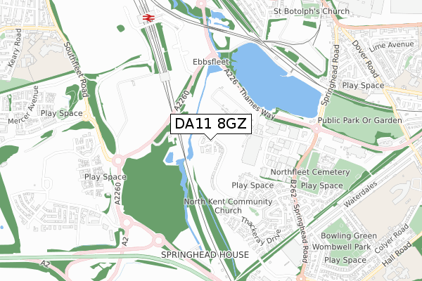 DA11 8GZ map - small scale - OS Open Zoomstack (Ordnance Survey) DA11 8GZ map - small scale - OS Open Zoomstack (Ordnance Survey)