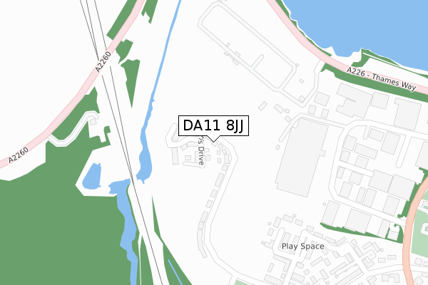 DA11 8JJ map - large scale - OS Open Zoomstack (Ordnance Survey)
