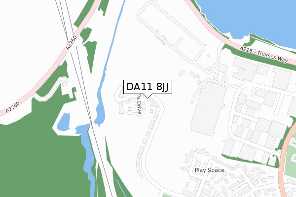 DA11 8JJ map - large scale - OS Open Zoomstack (Ordnance Survey) DA11 8JJ map - large scale - OS Open Zoomstack (Ordnance Survey)