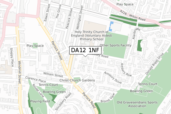 DA12 1NF map - large scale - OS Open Zoomstack (Ordnance Survey)
