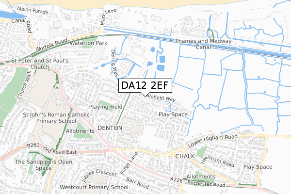 DA12 2EF map - small scale - OS Open Zoomstack (Ordnance Survey)
