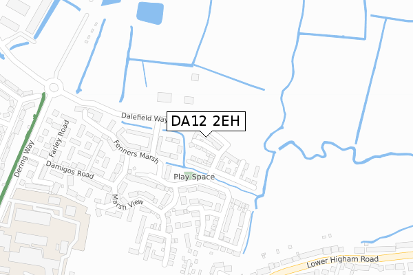 DA12 2EH map - large scale - OS Open Zoomstack (Ordnance Survey)