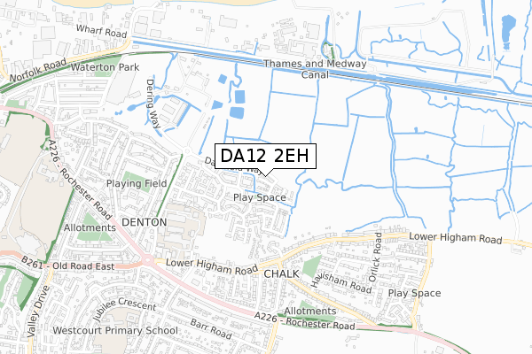 DA12 2EH map - small scale - OS Open Zoomstack (Ordnance Survey)