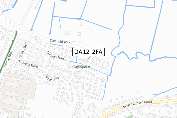 DA12 2FA map - large scale - OS Open Zoomstack (Ordnance Survey)