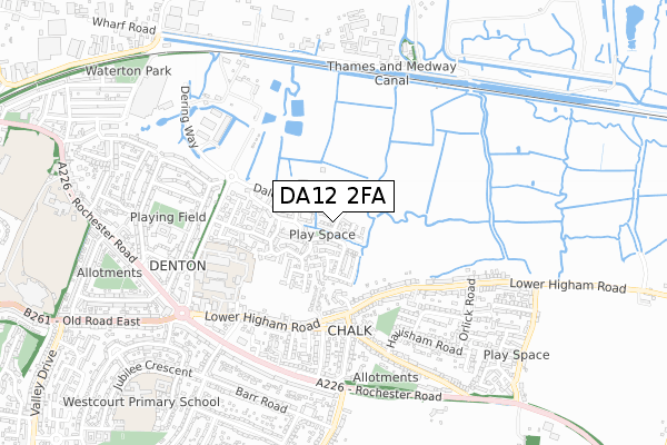 DA12 2FA map - small scale - OS Open Zoomstack (Ordnance Survey)