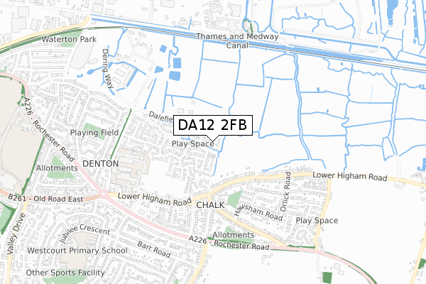 DA12 2FB map - small scale - OS Open Zoomstack (Ordnance Survey)