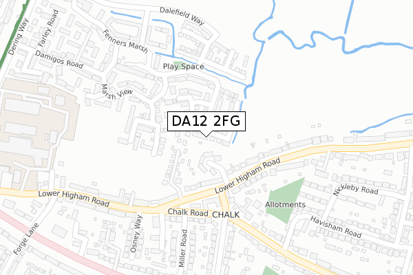 DA12 2FG map - large scale - OS Open Zoomstack (Ordnance Survey)