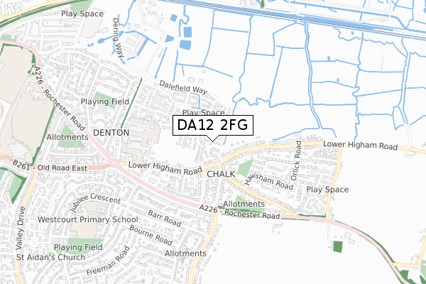 DA12 2FG map - small scale - OS Open Zoomstack (Ordnance Survey)