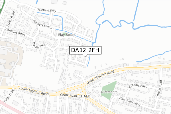 DA12 2FH map - large scale - OS Open Zoomstack (Ordnance Survey)