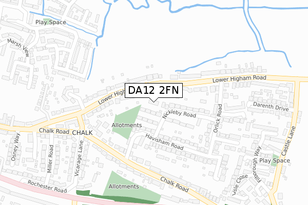 DA12 2FN map - large scale - OS Open Zoomstack (Ordnance Survey)