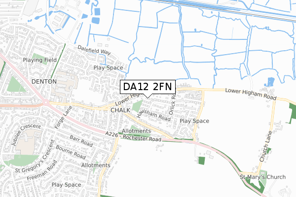 DA12 2FN map - small scale - OS Open Zoomstack (Ordnance Survey)