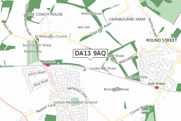 DA13 9AQ map - small scale - OS Open Zoomstack (Ordnance Survey)