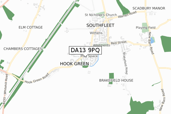 DA13 9PQ map - small scale - OS Open Zoomstack (Ordnance Survey)