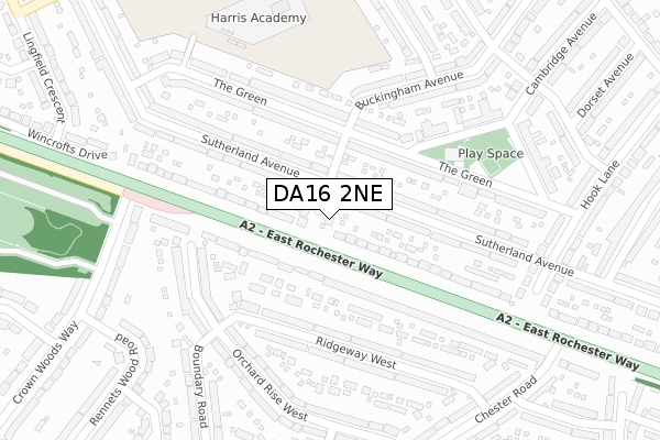 DA16 2NE map - large scale - OS Open Zoomstack (Ordnance Survey)