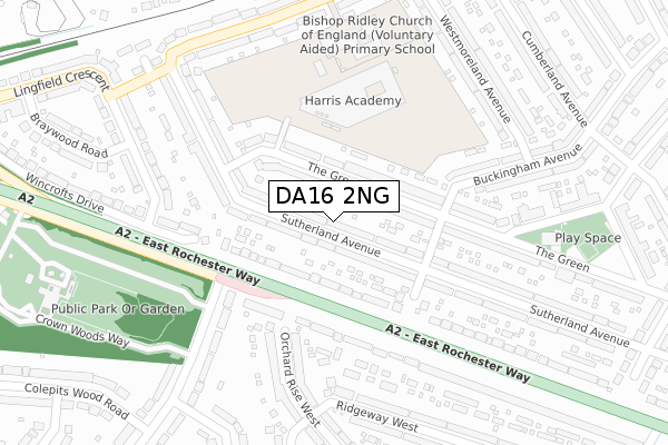 DA16 2NG map - large scale - OS Open Zoomstack (Ordnance Survey)