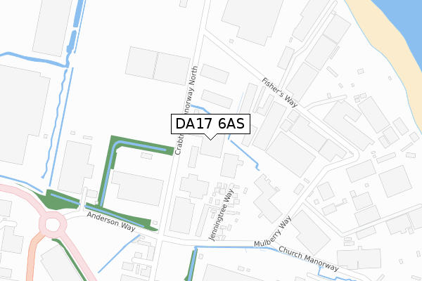 DA17 6AS map - large scale - OS Open Zoomstack (Ordnance Survey)