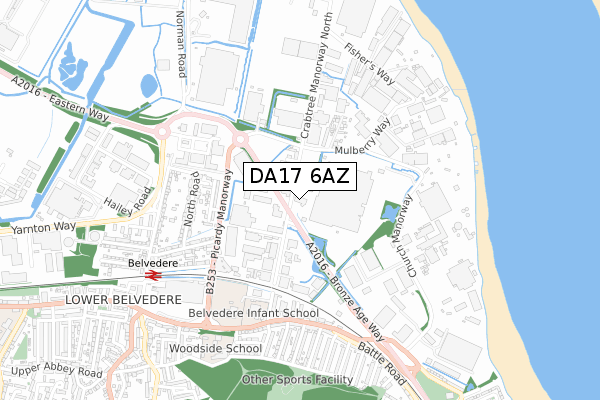 DA17 6AZ map - small scale - OS Open Zoomstack (Ordnance Survey)