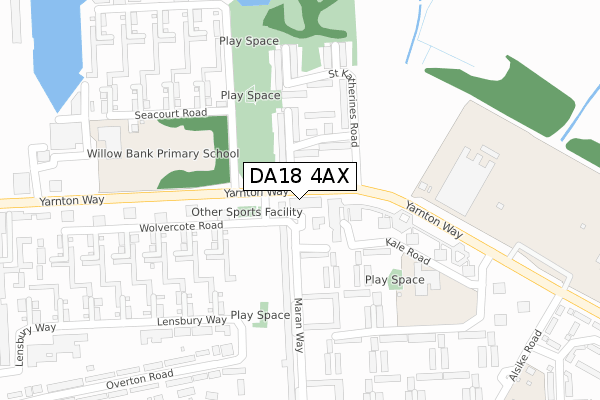 DA18 4AX map - large scale - OS Open Zoomstack (Ordnance Survey)