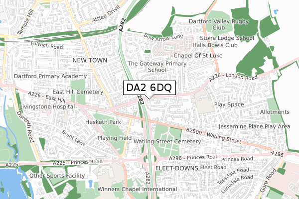 DA2 6DQ map - small scale - OS Open Zoomstack (Ordnance Survey)