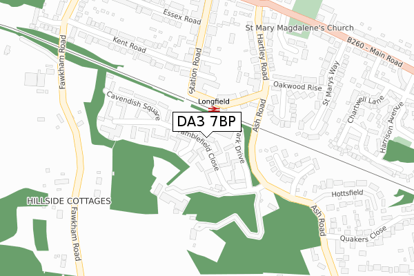 DA3 7BP map - large scale - OS Open Zoomstack (Ordnance Survey)
