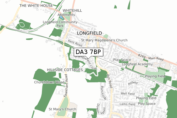 DA3 7BP map - small scale - OS Open Zoomstack (Ordnance Survey)