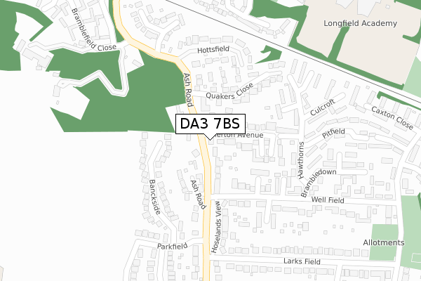 DA3 7BS map - large scale - OS Open Zoomstack (Ordnance Survey)