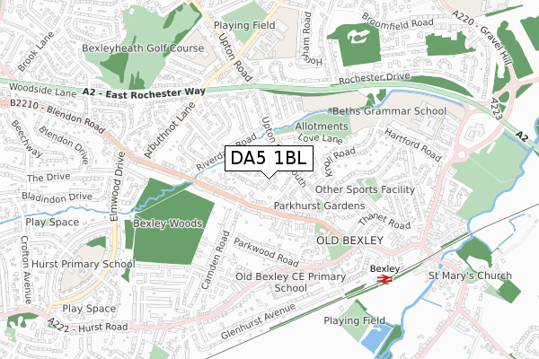 DA5 1BL map - small scale - OS Open Zoomstack (Ordnance Survey)