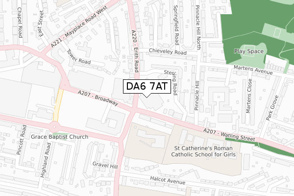 DA6 7AT map - large scale - OS Open Zoomstack (Ordnance Survey)