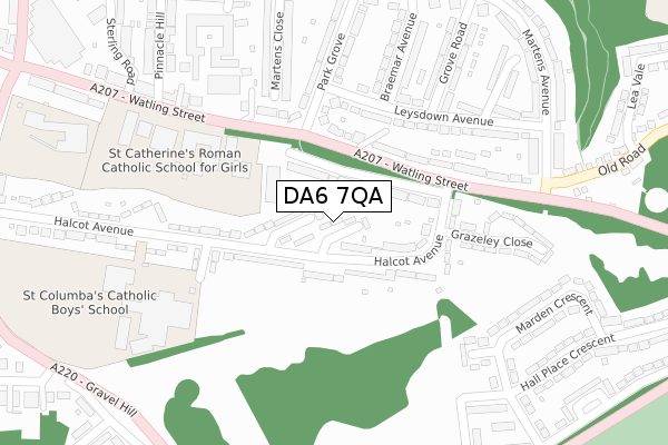 DA6 7QA map - large scale - OS Open Zoomstack (Ordnance Survey)