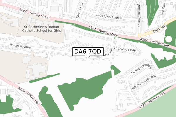 DA6 7QD map - large scale - OS Open Zoomstack (Ordnance Survey)